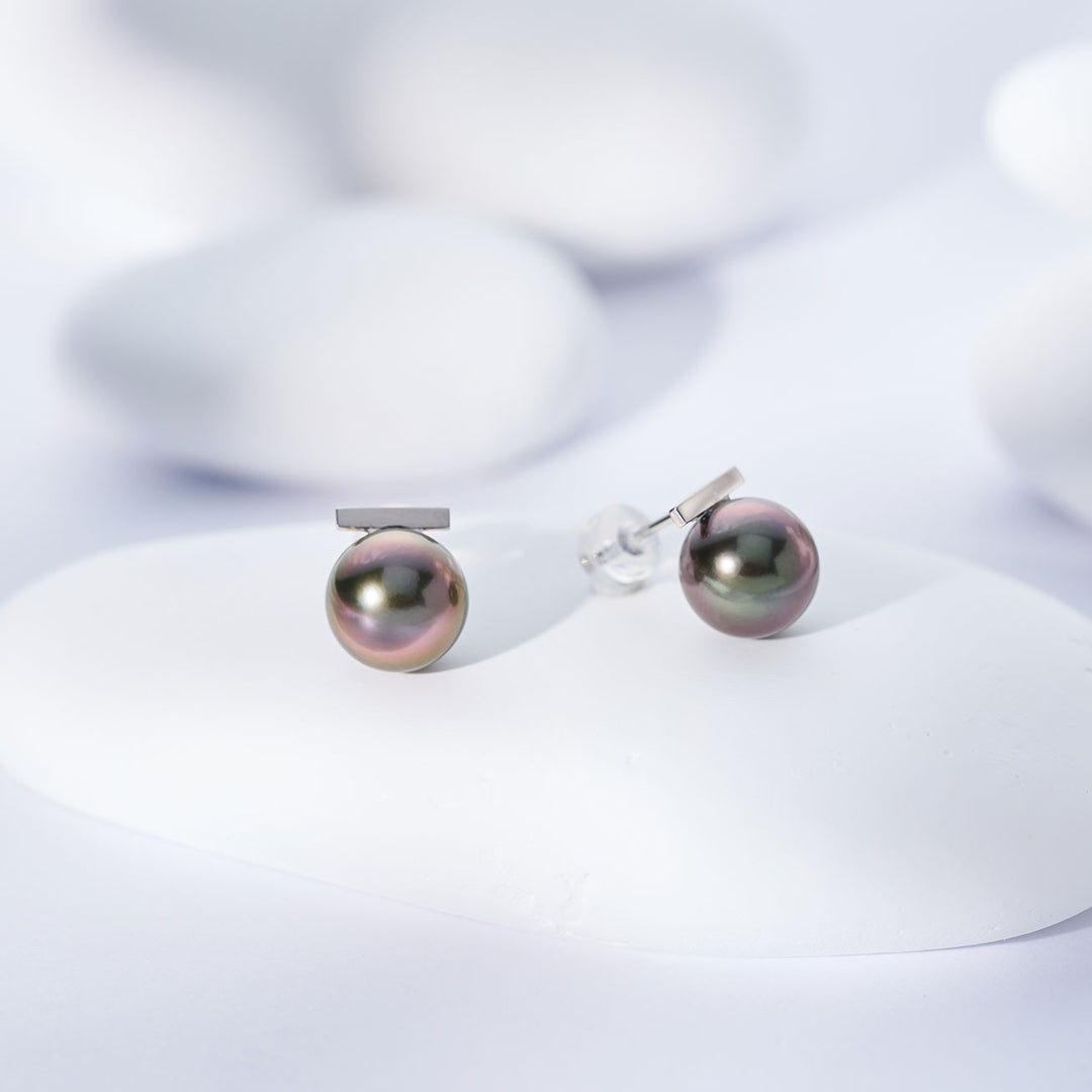 Pendientes de perla tahitiana de oro 18K KE00299