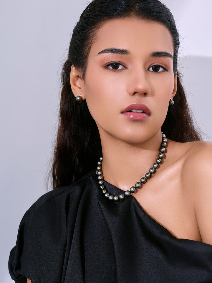 Pendientes de perla tahitiana de oro 18K KE00299