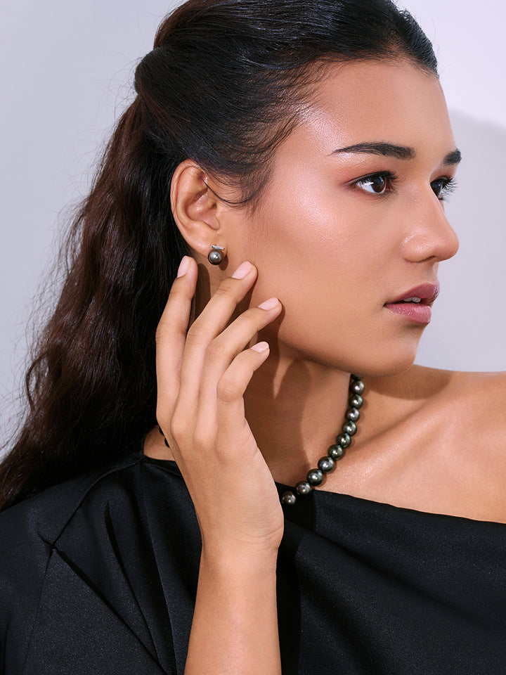 Pendientes de perla tahitiana de oro 18K KE00299