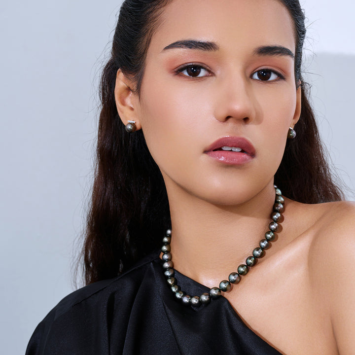 18k 純金 Aurora 孔雀圖案大溪地珍珠項鍊 KN00100