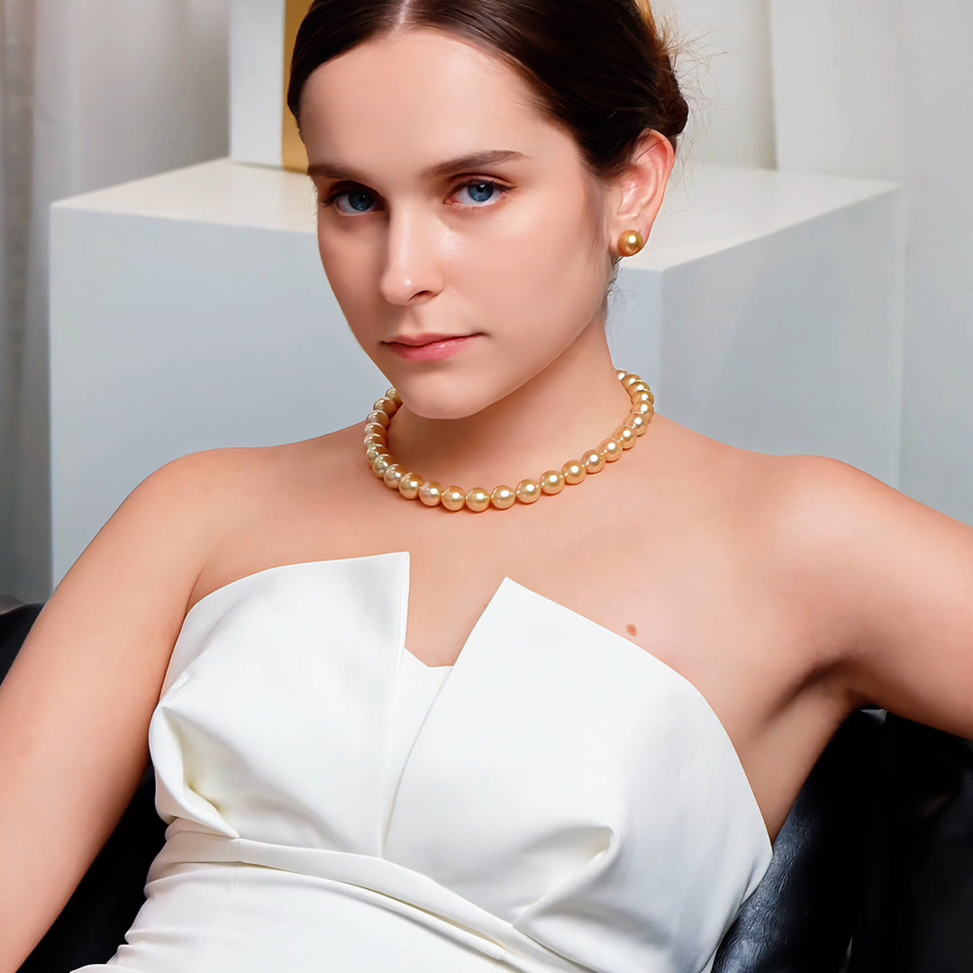 Anting Mutiara Emas Laut Selatan Emas Tulen 18k Kilauan Atas KE00301