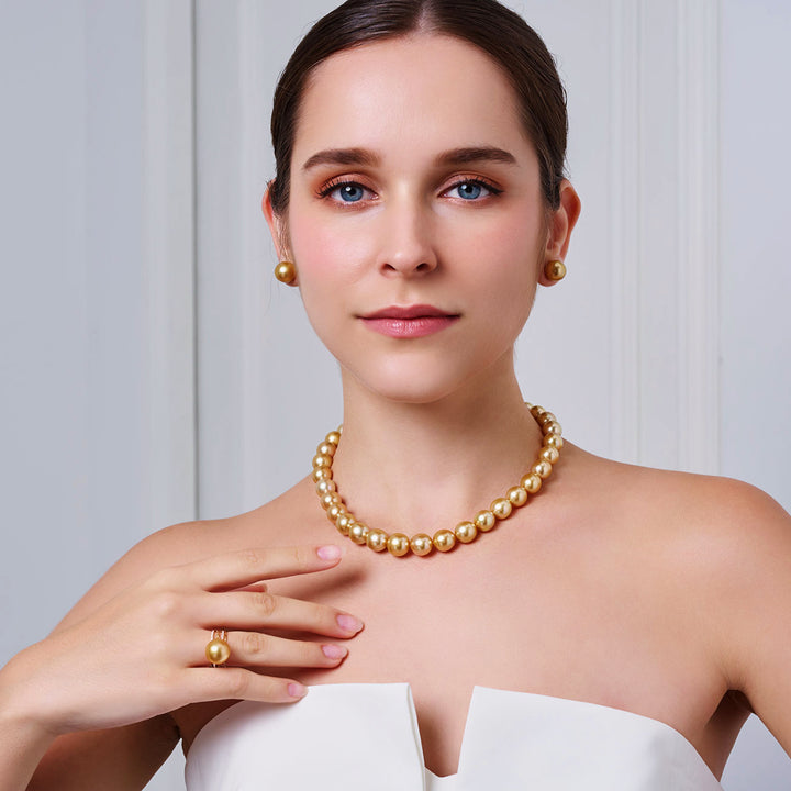 Anting Mutiara Emas Laut Selatan Emas Tulen 18k Kilauan Atas KE00301