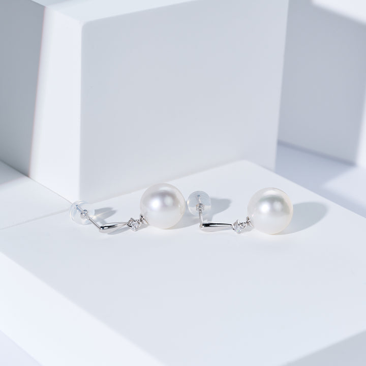 Pendiente de perla blanca australiana de oro macizo 18k KE00302