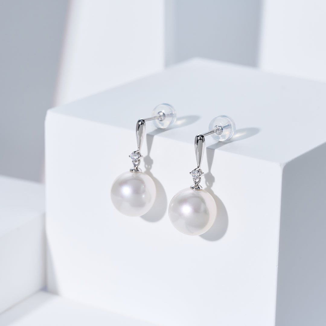 Pendiente de perla blanca australiana de oro macizo 18k KE00302