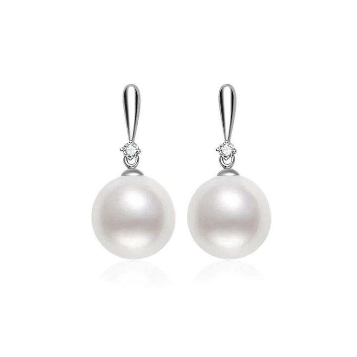 Pendiente de perla blanca australiana de oro macizo 18k KE00302