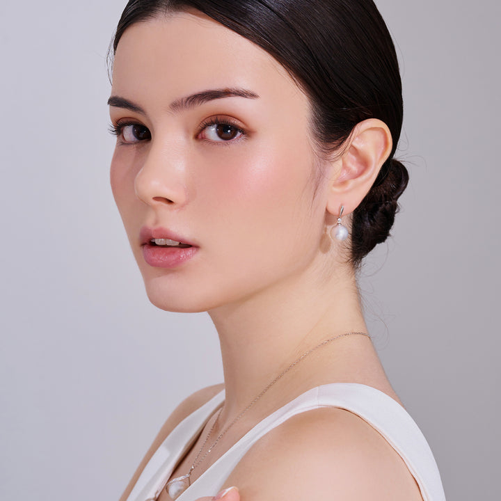 18k纯金澳大利亚白珍珠耳环 KE00302