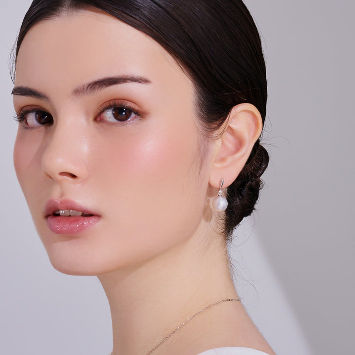 18k纯金澳大利亚白珍珠耳环 KE00302