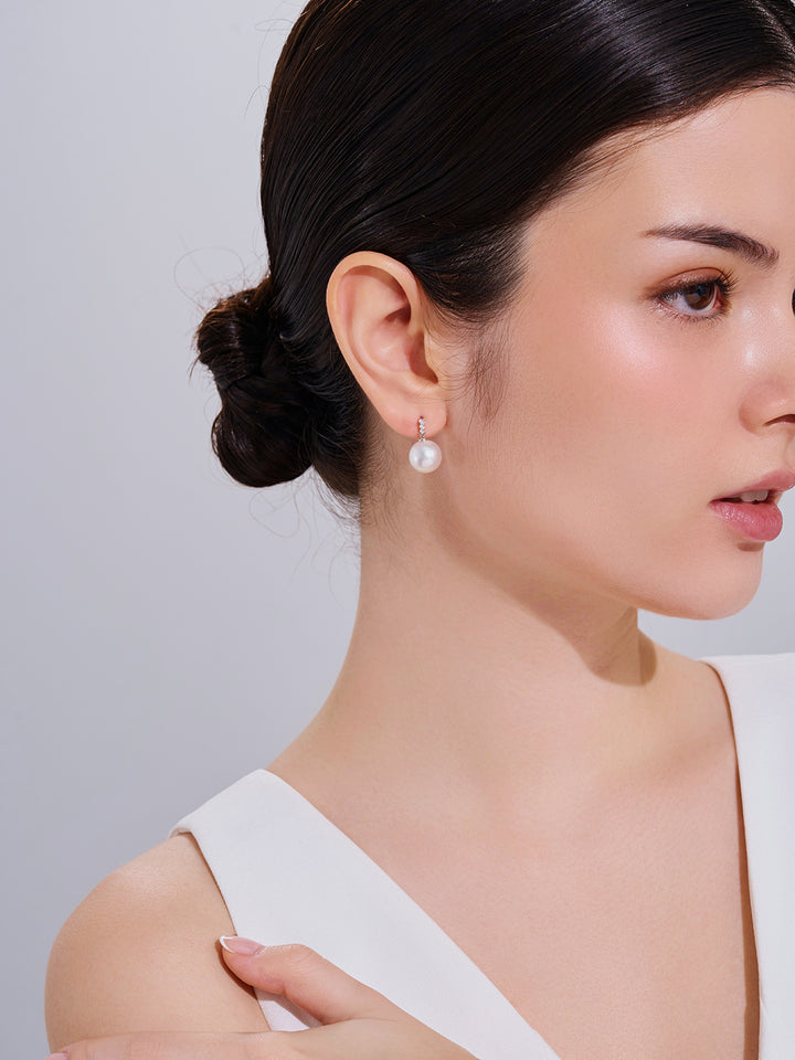 18k 순금 호주산 화이트 진주 귀걸이 KE00303