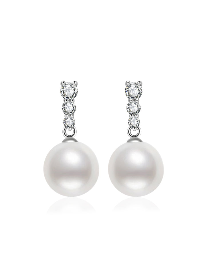 Pendiente de perla blanca australiana de oro macizo de 18k KE00303