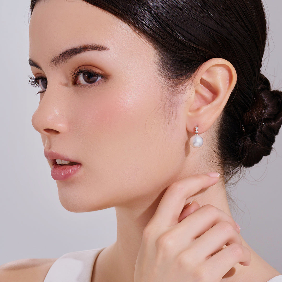 18k 純金澳洲白珍珠耳環 KE00303