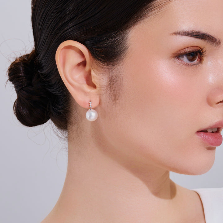 18k 純金澳洲白珍珠耳環 KE00303