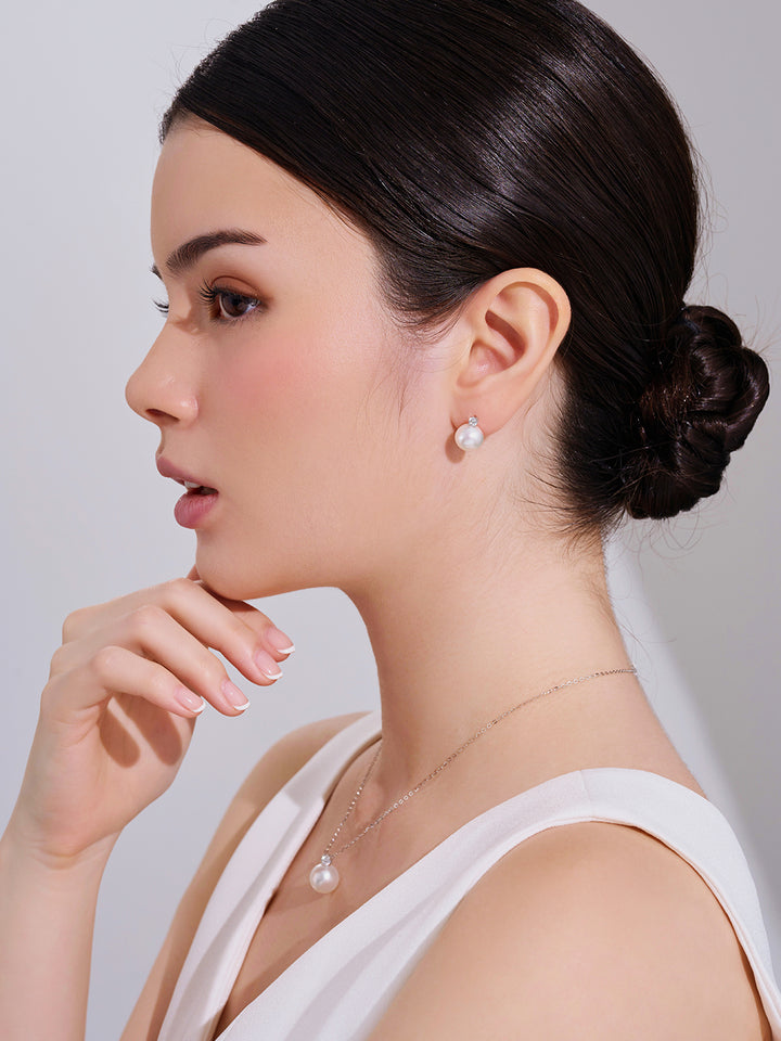 قرط لؤلؤ أبيض أسترالي من الذهب الخالص عيار 18 قيراط KE00304