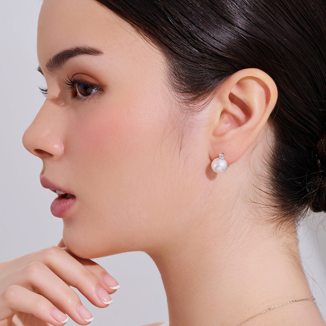 18k Solid Gold Australian White Pearl Earring KE00304