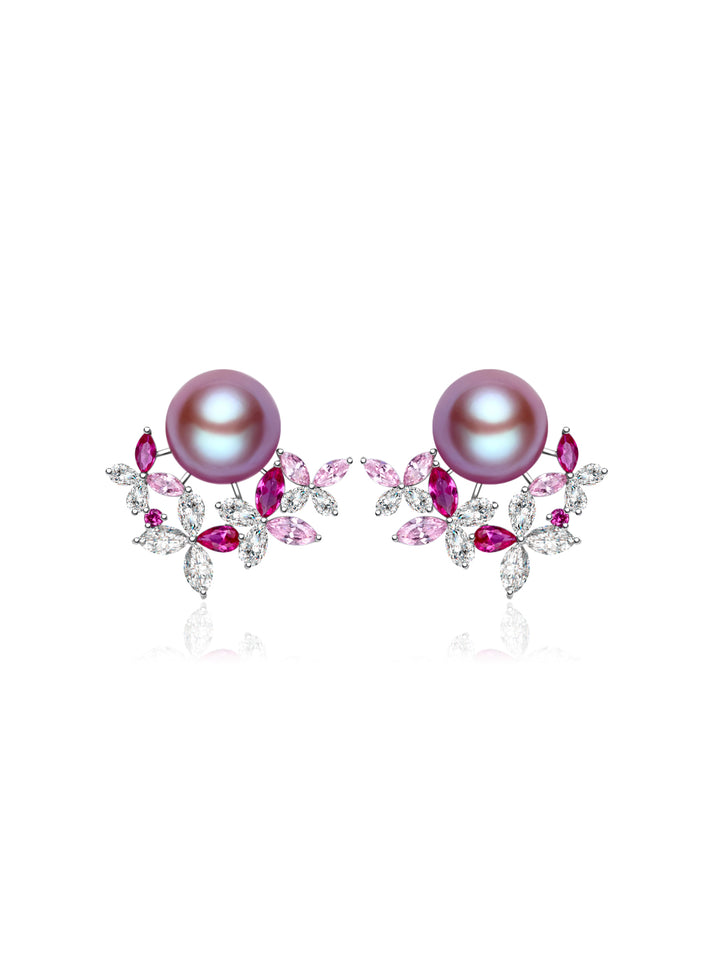 Anting Mutiara Ungu Edison Emas 18K Gred Atas KE00307