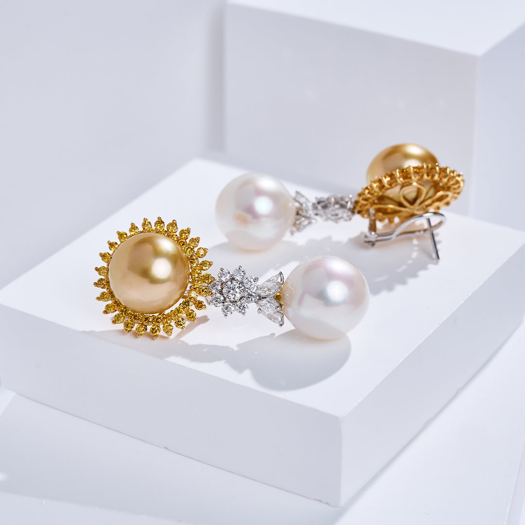 Orecchini con Perla del Mare del Sud e Diamanti in Oro 18K KE00308