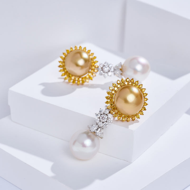 Orecchini con Perla del Mare del Sud e Diamanti in Oro 18K KE00308