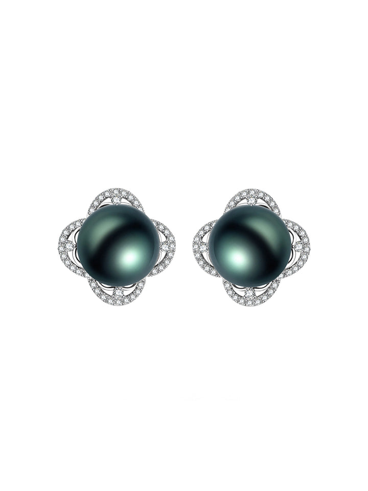 Anting-anting Mutiara Tahiti Emas 18K Kilauan Teratas KE00312