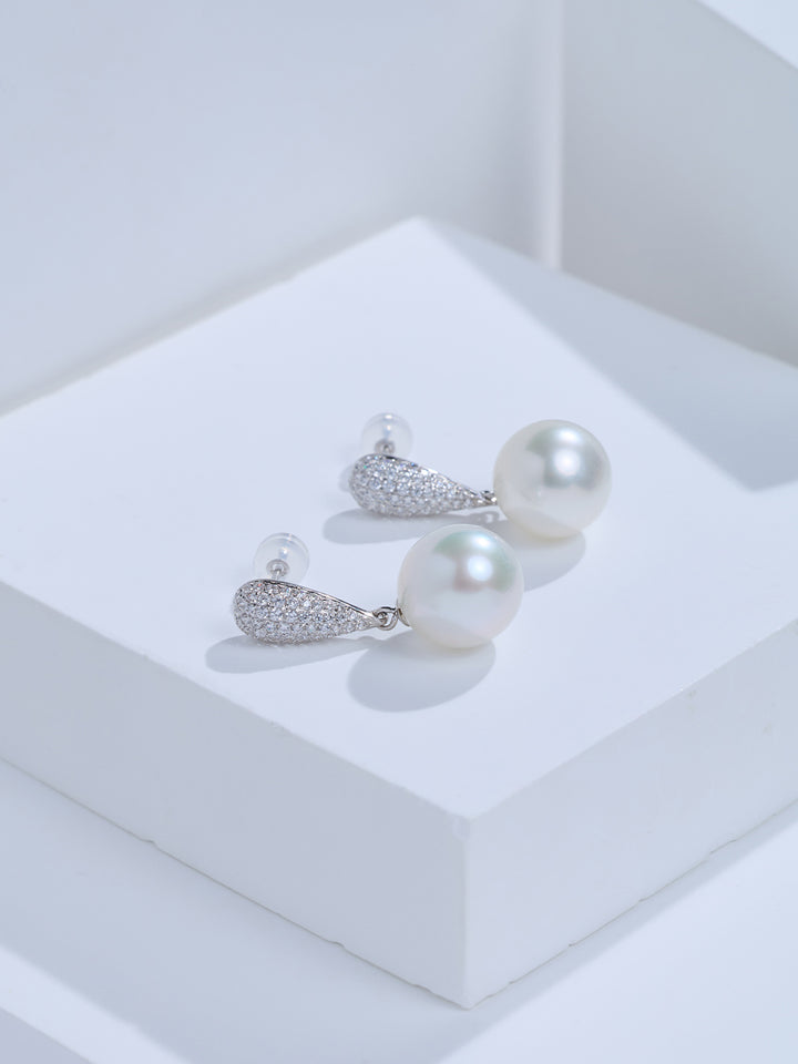 Top Grade 18k Solid Gold Australian White Pearl Earring KE00314