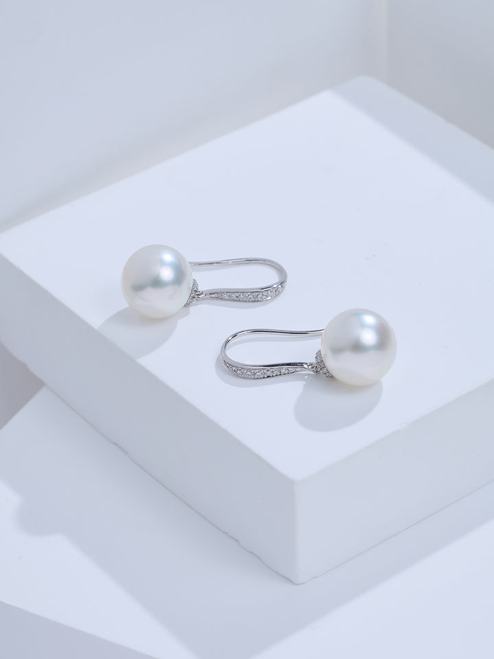 Top Grade 18k Gold Australian White Pearl Earring KE00315