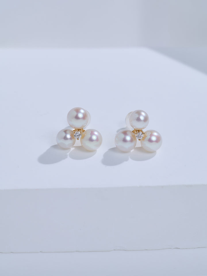 Top Grade 18K Gold  Akoya Pearl Earrings KE00316