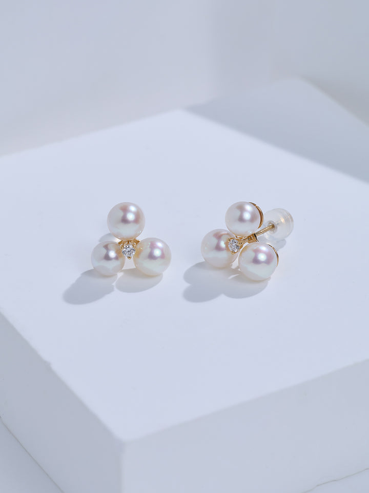Top Grade 18K Gold  Akoya Pearl Earrings KE00316