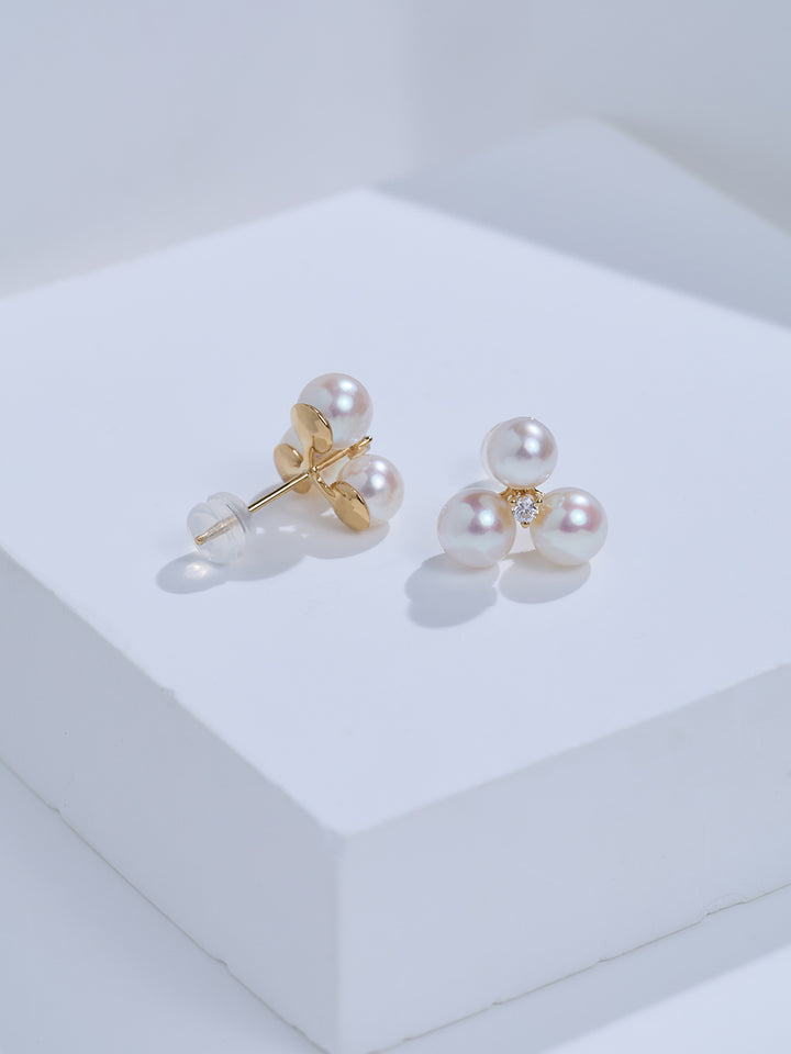 Top Grade 18K Gold  Akoya Pearl Earrings KE00316