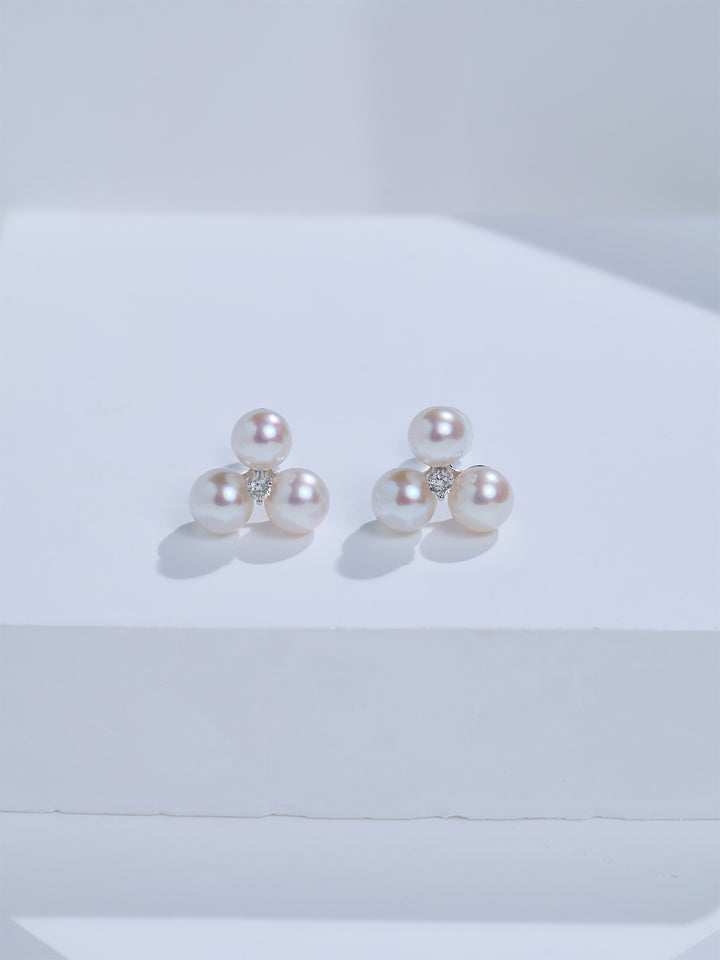 Top Grade 18K Solid Gold Hanadama Akoya Pearl Earrings KE00317