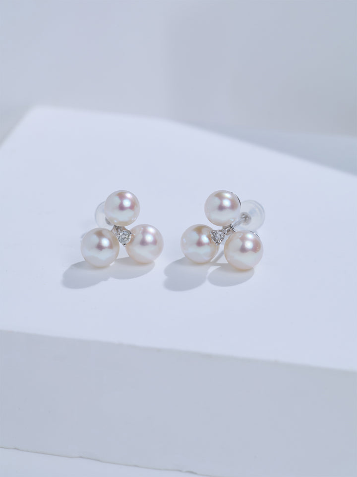 Top Grade 18K Solid Gold Hanadama Akoya Pearl Earrings KE00317