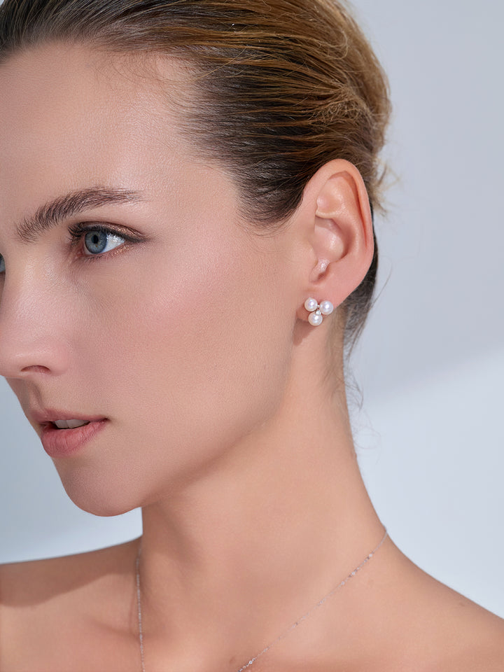 Top Grade 18K Solid Gold Hanadama Akoya Pearl Earrings KE00317