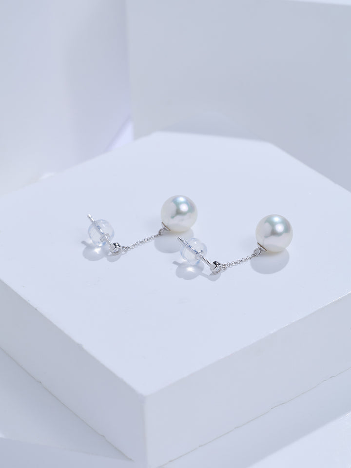 Top Grade 18K Gold Hanadama Akoya Pearl Earrings KE00322