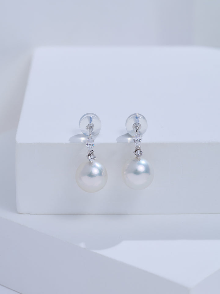Top Grade 18K Gold Hanadama Akoya Pearl Earrings KE00323
