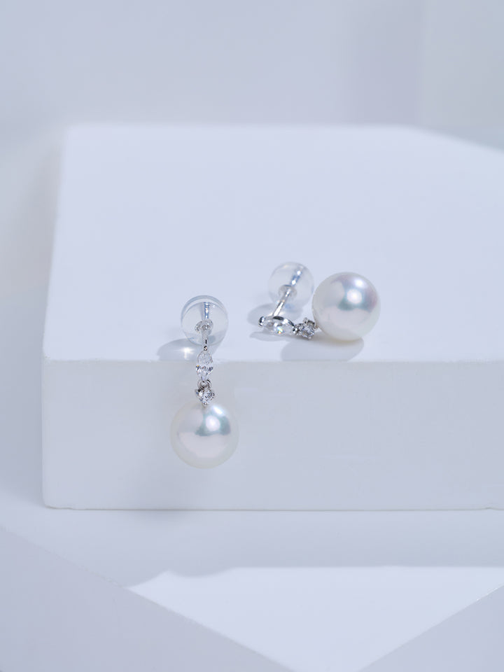 Top Grade 18K Gold Hanadama Akoya Pearl Earrings KE00323