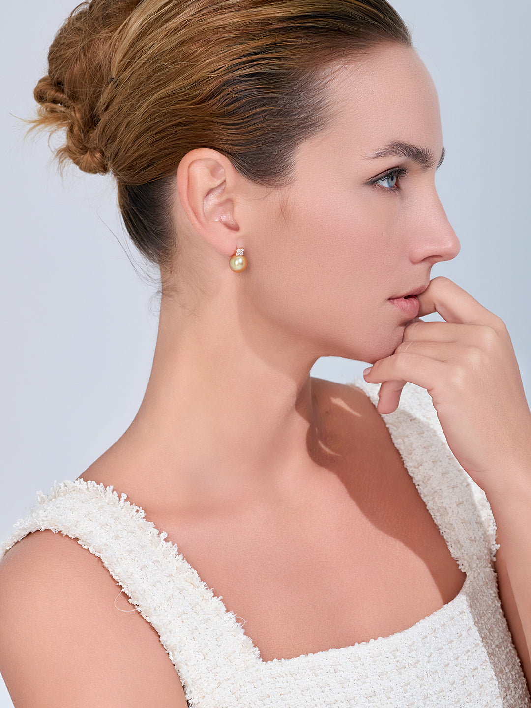Top Grade 18K  South Sea Golden Pearl Earring KE00325