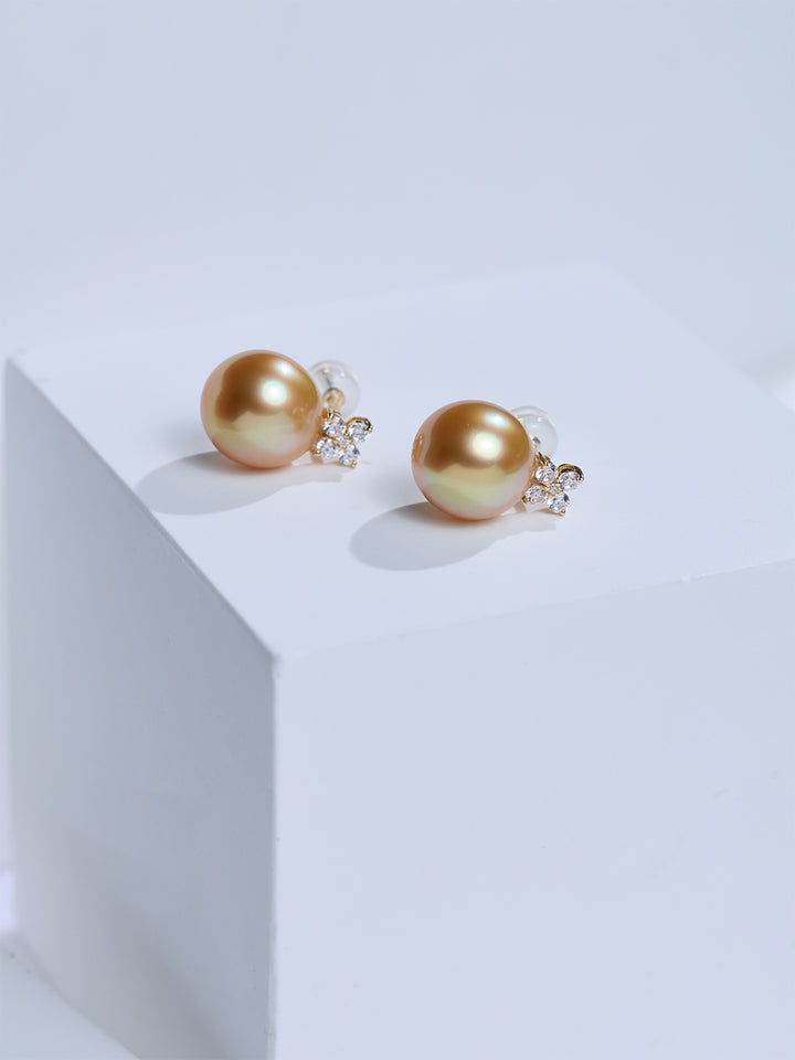 Top Grade 18K  South Sea Golden Pearl Earring KE00325