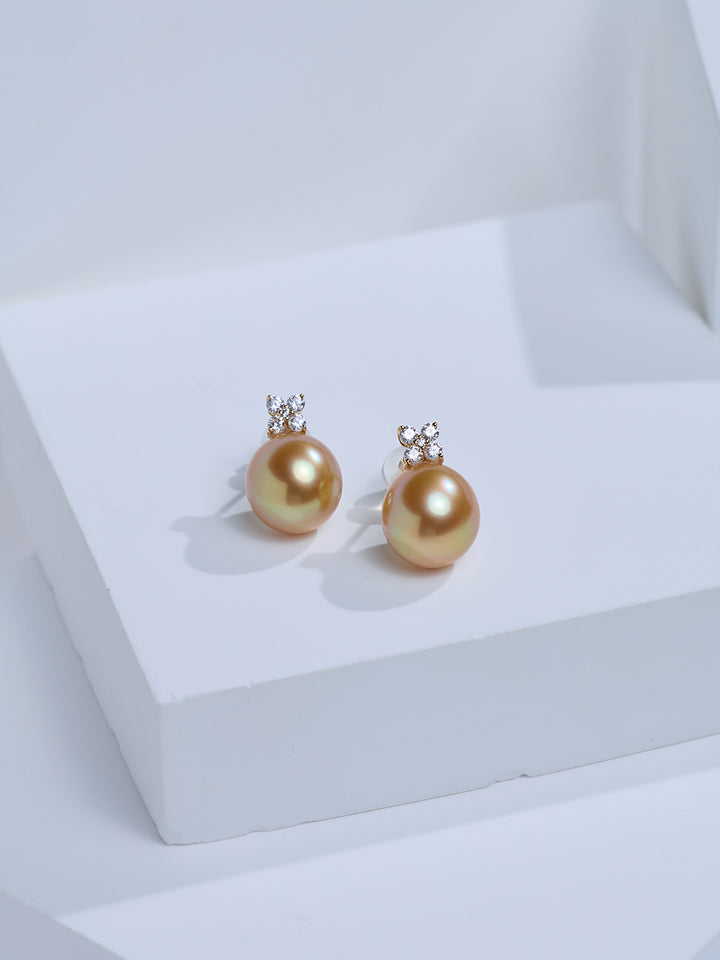 Top Grade 18K  South Sea Golden Pearl Earring KE00325