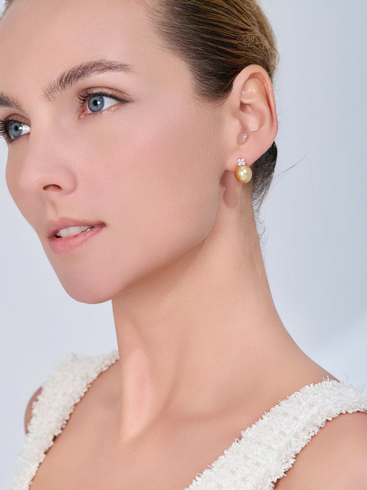 Top Grade 18K  South Sea Golden Pearl Earring KE00325