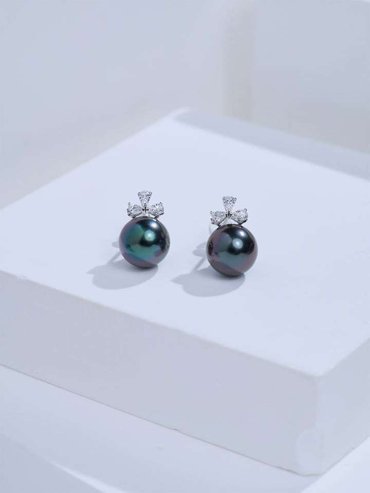 Top Grade 18K Solid Gold﻿ Tahitian Pearl Earrings KE00327