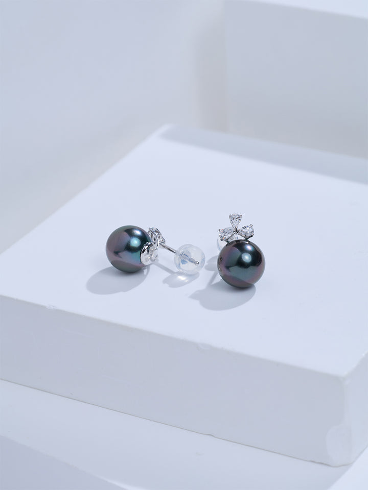 Top Grade 18K Solid Gold﻿ Tahitian Pearl Earrings KE00327