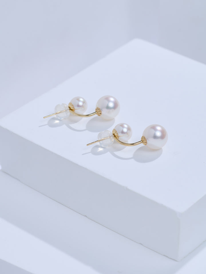 Top Grade 18K Gold Hanadama Akoya Pearl Earrings KE00328