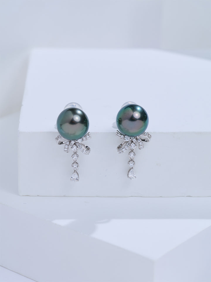 Top Grade 18K Gold Tahitian Pearl Earrings KE00331