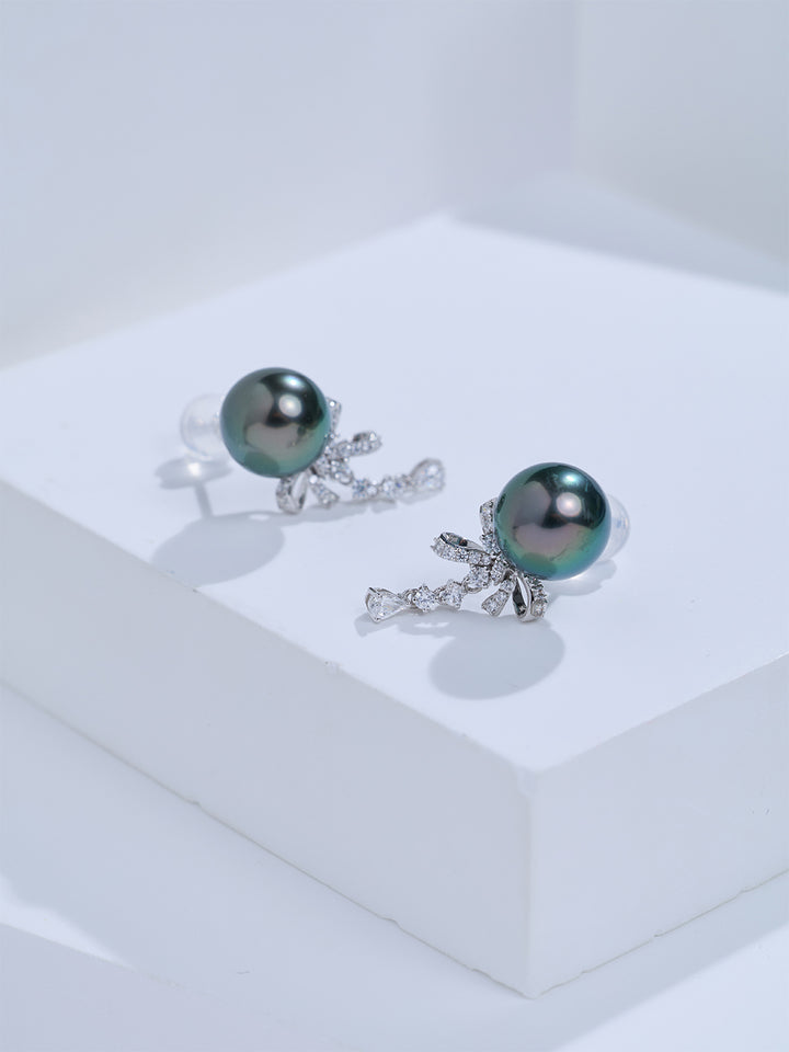 Top Grade 18K Gold Tahitian Pearl Earrings KE00331