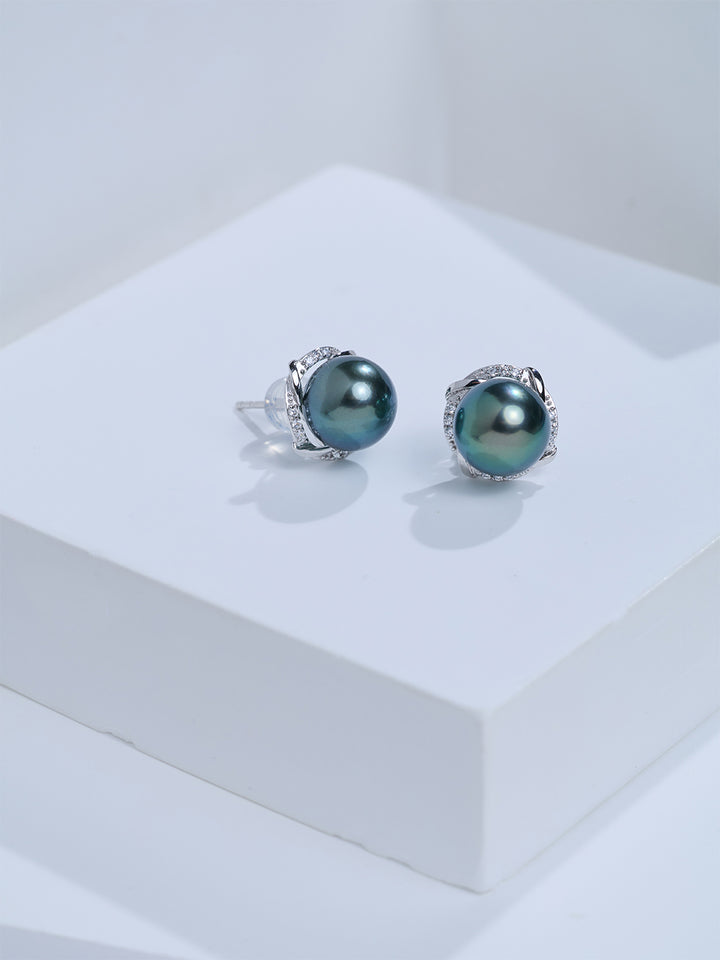 Top Grade 18K Solid Gold﻿ Tahitian Pearl Earrings KE00333