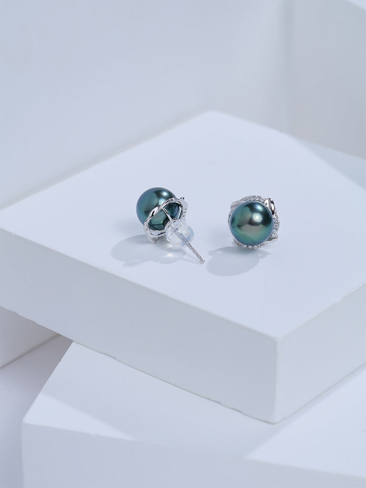 Top Grade 18K Solid Gold﻿ Tahitian Pearl Earrings KE00333
