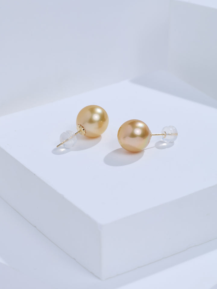 Top Glanz 18K Südsee Goldene Perlen Ohrstecker KE00277