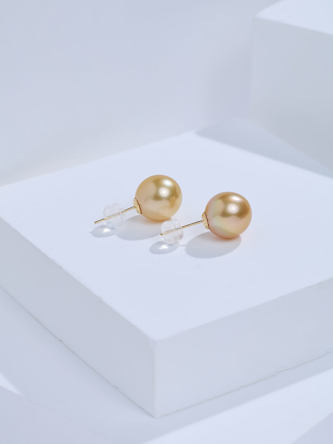 Top Glanz 18K Südsee Goldene Perlen Ohrstecker KE00277