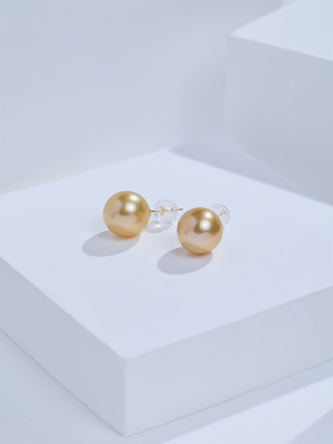 Top Glanz 18K Südsee Goldene Perlen Ohrstecker KE00277