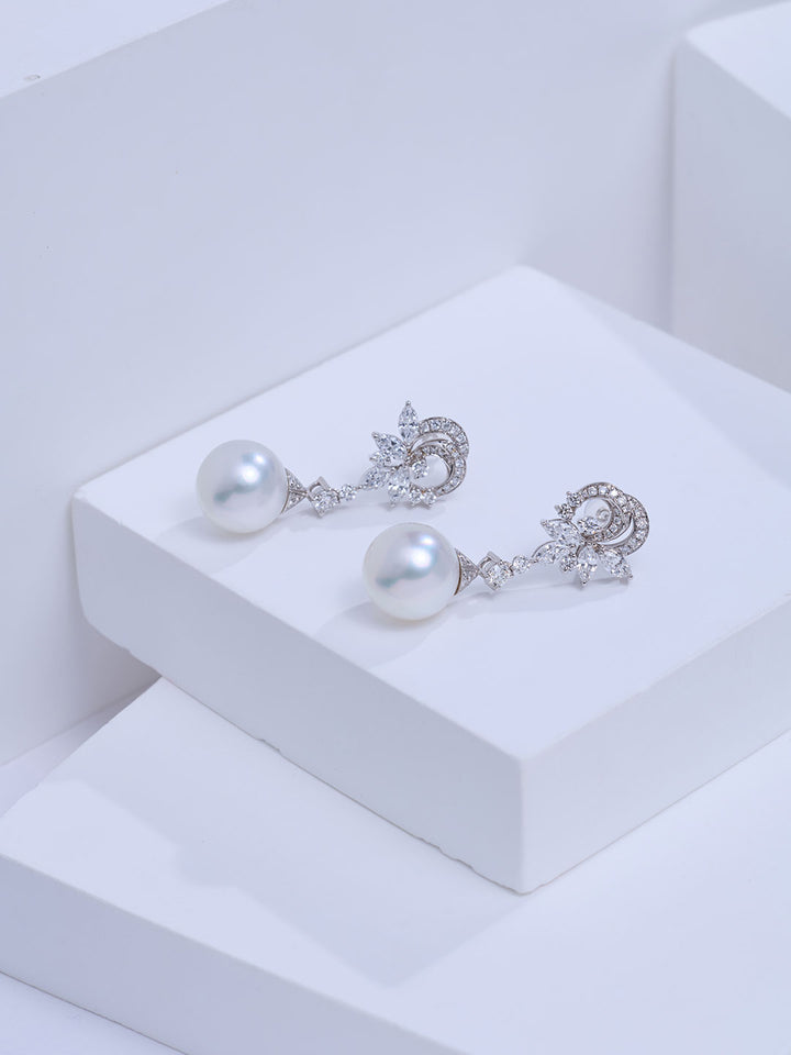 Top Grade 18k Solid Gold Australian White Pearl Earring KE00338