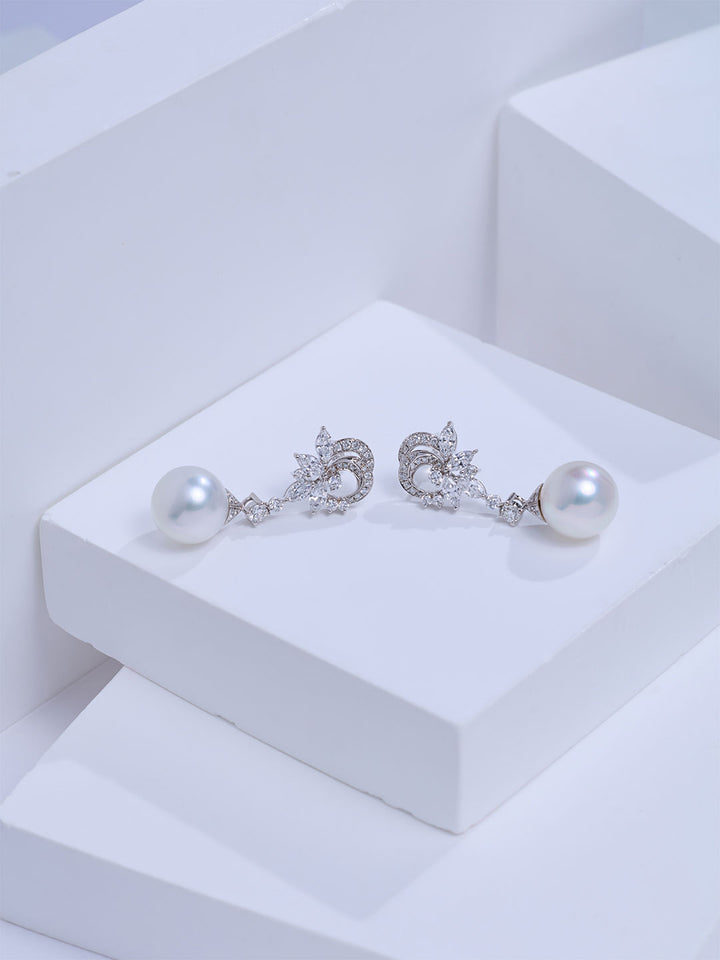 Top Grade 18k Solid Gold Australian White Pearl Earring KE00338