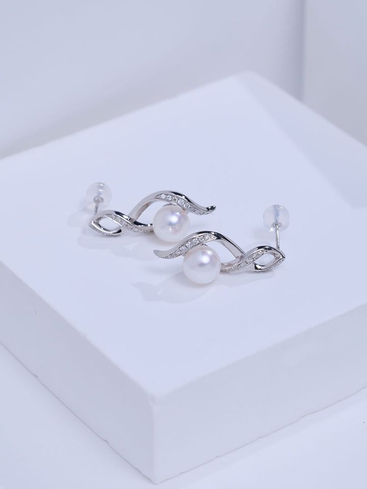 Top Grade 18K Solid Gold Akoya Pearl Earrings KE00339 | FIRST DANCE