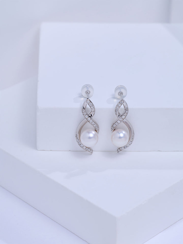 Top Grade 18K Solid Gold Akoya Pearl Earrings KE00339 | FIRST DANCE